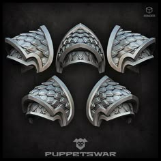 four different types of metal armor on a black and white background with the words, uppertswar