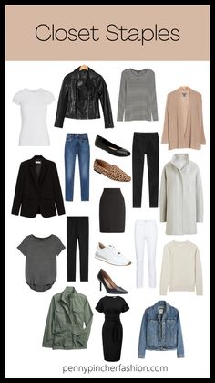 Closet Staples For Women, Capsule Clothing, Grey Outfits, Penny Pincher Fashion, Sims Inspiration, Capsule Wardrobe Basics, Staple Wardrobe