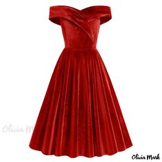 Olivia Mark - Christmas Vintage Fit-and-Flare Waist-Defined Dress Womens Velvet Dresses, Vestidos Retro, Velvet Prom Dress, Crop Top With Jeans, Halter Top Dresses, Vintage Prom, Floral Bodycon, New Years Eve Dresses, Eve Dresses