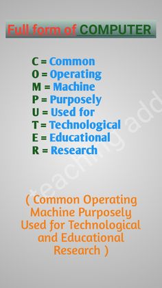 the full form of computer compter is shown in green and orange text on a gray background