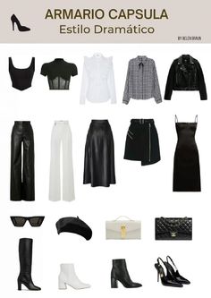 Dark Feminine Capsule Wardrobe, Dark Elegant Outfit, Classic Dramatic Style, Classy Capsule Wardrobe, Functional Wardrobe, Dramatic Style, Clothes And Shoes, Wardrobe Outfits