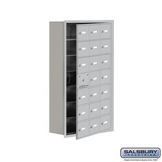 a large metal locker with many drawers