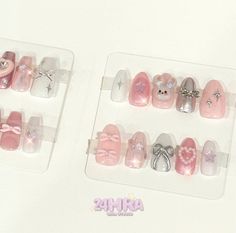 3D nail art, custom press-ons, chrome, cute, bows, sandy liang, kawaii Sandy Liang, 3d Nail, 3d Nail Art, 3d Nails, Cute Bows, Nail Art, Instagram Photos