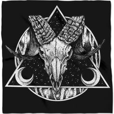 an animal skull with horns on it's head in the middle of a triangle