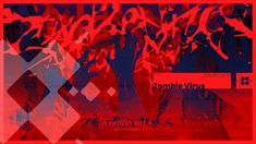 a red and blue poster with the words zombie virtus written in black on it