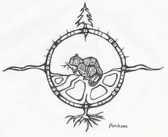 a drawing of a tree in the middle of a circle