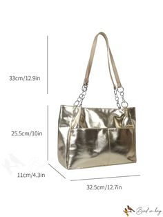 BirdinBag - Gold High-Capacity Shoulder Tote Bag - Ideal for Work, School, Workout & Shopping Gold Bucket Bag For Daily Use, Large Capacity Gold Travel Bag, Gold Rectangular Bucket Bag For Everyday Use, Gold Tote Box Bag For Office, Gold Rectangular Bucket Bag For Everyday, Gold Office Tote Box Bag, Gold Box Bag With Handles For Travel, Versatile Gold Shoulder Bag For Everyday, Gold Square Shoulder Bag For Travel