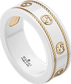 Designer Gucci Yellow Gold Rings, Gucci Luxury Formal Rings, Gucci Luxury Rings For Formal Occasions, Luxury Gucci Rings For Formal Occasions, Luxury Gucci Round Ring, Luxury White Gold Jewelry With Decorative Band, Gucci Formal Jewelry, Gucci Luxury White Gold Rings, Gucci Gold Rings For Anniversary