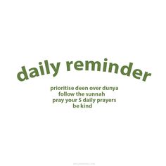 the words daily reminder written in green on a white background with an image of a person holding