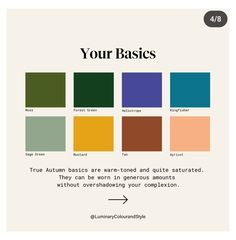 the color scheme for your basicss is shown in this page, which includes different colors and