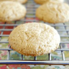 some cookies are cooling on a wire rack