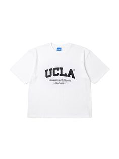 This is a casual and comfortable t-shirt by UCLA that is made out of high quality and sturdy material. With distinctive mood of the design, you can use it for your daily outfit.- Unique graphic print detail- Soft and sturdy cotton 100% fabric- Round ribbed neckline Graphic Cotton Jersey T-shirt With Letter Print, Cotton Crew Neck T-shirt With Logo Print, Urban T-shirt With Text Print And Crew Neck, White Cotton Jersey T-shirt With Letter Print, Graphic Cotton T-shirt For Streetwear, Casual Text Print T-shirt For College, Basic College T-shirt With Logo Print, Oversized College Style T-shirt For Streetwear, Cotton Graphic Tee With Graphic Print