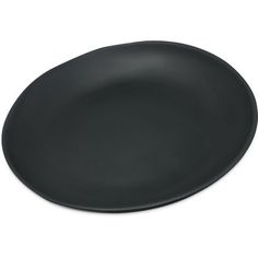 an empty black plate on a white background