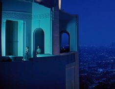 a view from the top of a building at night