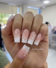 Engagement Nails, Acrylic Nails Nude, Diy Acrylic Nails, Winter Nails Acrylic, Girly Acrylic Nails, Cute Acrylic Nail Designs, Ombre Nail Designs, Cute Gel Nails, Christmas Nails Acrylic