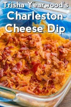 a casserole dish with cheese and bacon in it