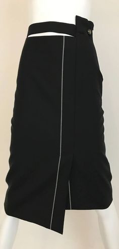 For Sale on 1stDibs - Vintage Viviene Westwood Black Wook with Grey Pin striped asymmetrical Skirt. Waist 27 inch / Hip 36 inch Asymmetrical Skirt, Work Outfits, Vivienne Westwood, Work Outfit, Skirt, Grey, For Sale, Fashion Design, Clothes