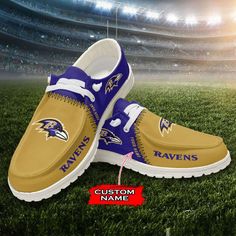 The Baltimore Ravens NFL Personalized Hey Dude Sports Shoes are the ultimate footwear for die-hard fans of this legendary football team. Created with precision and passion, these custom shoes from JWFancy Exclusive are a perfect gift to show off your team pride in style. Featuring a unique custom name design, these shoes allow you to add your personal touch and make a statement wherever you go. Whether you want to represent your own name, a favorite player, or a catchy phrase, these shoes can be Nfl Baltimore Ravens, Hey Dude Shoes, Canvas Loafers, Moccasin Slippers, Slippers Shoes, Moccasins Slippers, Hey Dude, Baltimore Ravens, Shoe Gifts