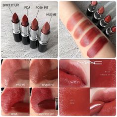 Mac Swatches, Mac Lipstick Swatches, Lip Combos, Makeup List, Pretty Makeup Looks, Glossy Makeup, Swag Makeup, Fancy Makeup, Lipstick Swatches