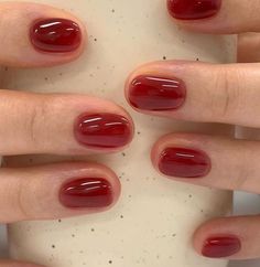 Red Gel Nails Designs Classy, Soft Short Nails, Nails Design Korean, Short Nails For Winter, Short Jelly Nails, Korean Nails Short, Jelly Gel Nails, Korean Gel Nails, Magnet Nails