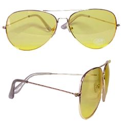 Classic Retro And Fashion Style Specially Designed, High Elasticity, And Durable, Flexible Arms And Nose Pad To Fit Different Face. Lightweight Design Is Ideal For Motorcycle And Cycling Bicycle, Driving, Running, Fishing, Racing, Skiing, Climbing, Trekking Or Other Outdoor Activities. Uv 400 Ultraviolet Protection Color Yellow Lens/Gold Frames Nwot Yellow Aviator Sunglasses With Gradient Lenses For Summer, Yellow Tinted Aviator Sunglasses For Summer, Summer Yellow Tinted Aviator Sunglasses, Casual Yellow Aviator Sunglasses With Tinted Lenses, Casual Yellow Tinted Aviator Sunglasses, Trendy Yellow Aviator Sunglasses With Uv Protection, Casual Yellow Aviator Sunglasses With Uv Protection, Yellow Aviator Sunglasses, Pink Rims