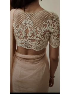 Pearl Work Embroidery Blouses, Pearl Work Embroidery, Lehenga Design For Engagement, Modern Sarees, Netted Blouse Designs, Best Blouse Designs, Pearl Work