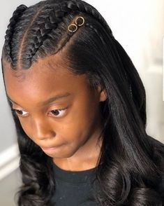 Little Black Girls Hairstyles For Kids Silk Press, Silk Press Kids Styles, Press And Curl Natural Hair Kids, Silk Press Hairstyles For Kids, Kids Silk Press Natural Hairstyles, Kids Silk Press Natural Hair, First Day Of School Braids, Kids Silk Press, First Day Of School Hairstyles For Kids