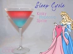 a pink and blue dress next to a martini glass with the word slop cye on it