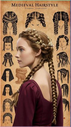 Step back in time with medieval braids that evoke the elegance and style of the Middle Ages. Our website provides tutorials on creating these intricate and beautiful hairstyles. Save this pin for historically inspired braids! #MedievalBraids #HistoricalHairstyles #ElegantLooks Medieval Womens Hairstyles, Historical Hairstyles Braids, Medieval Makeup Middle Ages, Irish Braids Hairstyles, Middle Ages Hairstyles, Medieval Hair Styles, Medival Hairstyle Easy, Ren Fair Hairstyles, Medieval Hairstyles Princesses