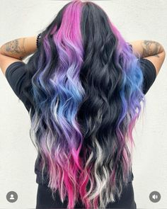 Black Tips Hair, Colorful Hair Dye Ideas, Tri Color Hair, Lowlights Balayage, Extreme Hair Colors, Edgy Hair Color, Hair Styels, Color Extensions