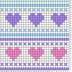 a cross stitch pattern with hearts on the front and back side, as well as two rows