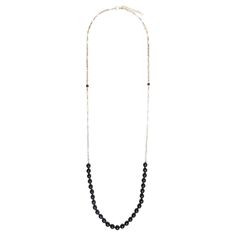 Chanel black bead-embellished long necklace featuring rounded black beads, the brand’s signature interlocking CC logo, spring-ring fastening with Chanel pitted on and a a back free charm. Maxi Length open: 41.33 in (105cm) Width:0.39 in (1cm) Circa: 2021 In good vintage condition. Made in France. We guarantee you will receive this gorgeous item as described and showed on photos.(please enlarge images to see all details on photos) Elegant Black Lariat Beaded Necklace, Black Beaded Necklace With Round Beads, Black Beaded Long Necklace With Round Beads, Black Long Necklace With Round Beads, Black Faceted Bead Long Necklace, Black Beaded Lariat Necklace, Black Long Beaded Necklace With Faceted Beads, Adjustable Black Beaded Chain Necklace, Elegant Black Beaded Long Necklace