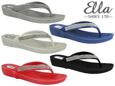 Toe-Strap 6-11UK Slider Mule. Ladies UK Sizes 3 - 8. Soft, Spongey Footbed For Comfort. Ladies Flip Flop Sandals, Ella Shoes, Denim Slides, Low Wedges, Flip Flop Sandals, Mule, Sliders, Summer Beach, Mens Flip Flop