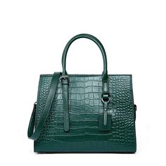 H8d09f3c7a908449db5ba9adf471d69d3k.jpg Green Handbags, Big Handbags, Green Crocodile, Real Leather Handbags, Laptop Shoulder Bag, Crocodile Bags, Purse For Women, Crocodile Print, Sport Shoes Women