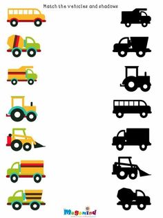 the matching vehicles worksheet for kids