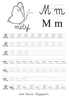 letter m worksheet with handwriting and pictures for kids to learn how to write