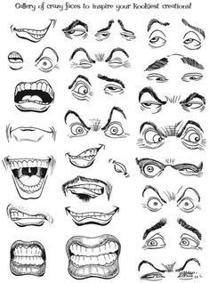 an image of cartoon eyes and mouths with different facial expressions for each character in the movie