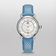 CSX Elegance, Diamond Dial Light Blue Perforated Leather Watch Diamonds And Gold, Perforated Leather, Blue Jewelry