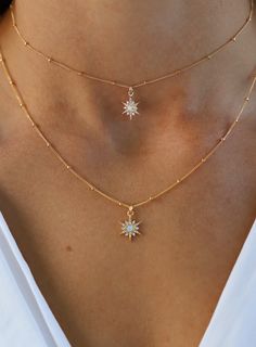 Petite gold plate opal and cz star on gold filled ball chain Starburst Necklace, Goddess Jewelry, Expensive Jewelry Luxury, Jewelry Accessories Ideas, Jewelry Lookbook, Girly Jewelry, Jewelry Inspo, Dream Jewelry, Stylish Jewelry