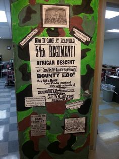 a bulletin board that has been decorated to look like camouflage