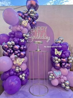 Balloon Decorations Diy Tutorials, Unique Birthday Party Ideas, 17th Birthday Ideas, Birthday Room Decorations, Simple Birthday Decorations, Purple Birthday, Birthday Party Theme Decorations, Birthday Planning, 12th Birthday