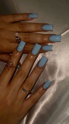 Pretty Solid Color Acrylic Nails, Nice Colors For Nails, Plain Tips Nails, Solid Color Nails With Simple Design, Basic Blue Nails Acrylic, Nail Ideas Single Color, One Color Short Acrylic Nails, Simple Nail Designs Solid Colors, One Solid Color Nails