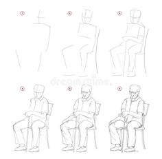 man sitting in chair with four positions to draw him