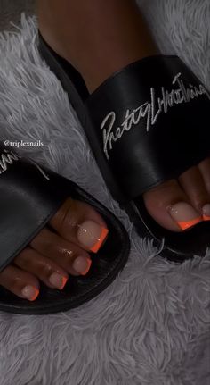 Nail And Toes Matching Ideas, Orange Pedicure, Orange Toe Nails, Nail Inspo Acrylic, Pedicure Design, Matching Ideas, Gel Toe Nails, Acrylic Toe Nails, Acrylic Toes