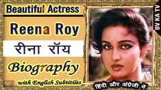 an advertisement with the words, beautiful actress reena roy in english and hindi