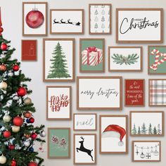 a christmas tree is surrounded by many holiday cards