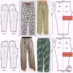 four different patterns for the pants