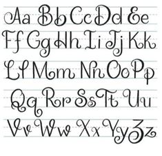 the upper and lowercase letters are drawn in cursive paper with black ink