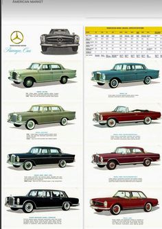 an old car is shown with different colors