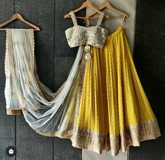 Lehenga With Mirror Work, Bustier Blouse, Yellow Mirror, Georgette Lehenga, Zari Work, Net Dupatta, Sequin, Mirror